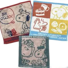 スヌーピー ハンドタオル3枚セット ユニバ ロゴ 限定 ミニタオル