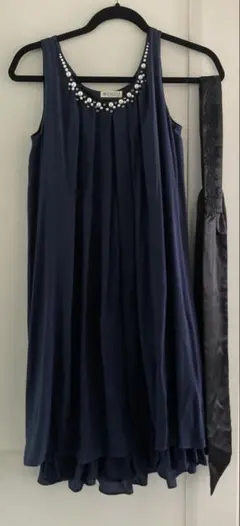 axes femme ネイビー 2wayパーティードレス　リボンベルト付き