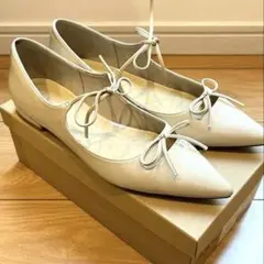 LETALON ルタロン　アイボリー ダブルリボンフラットパンプス