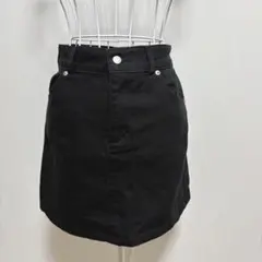 ●ミニスカート（M）台形　フェアリーグランジ　黒　シンプル　Y2k