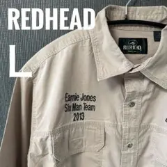 REDHEAD バスフィッシング刺繍 レッドヘッド ワークシャツ L ベージュ