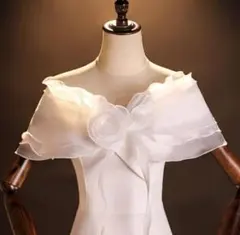 結婚式ウエディングドレスオーガンジーケープストールパーティーショール白