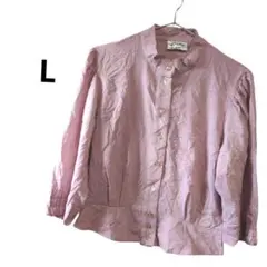 【レトロ・上品】Erfo jeunesse切り替えブラウスピンクパフスリーブ40