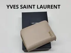 SAINT LAURENT サンローラン YSLロゴ 二つ折り財布 ベージュ