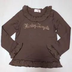 110★シャーリーテンプル★リボン柄シフォンフリル付き！ロゴプリントＴシャツ★