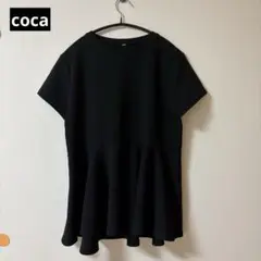coca＊エンボスペプラムトップス＊黒＊ブラック＊ワンサイズ＊半袖のサムネイル