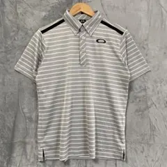 【L1692】 OAKLEY ボタンダウンドライポロシャツ サイズL グレーのサムネイル