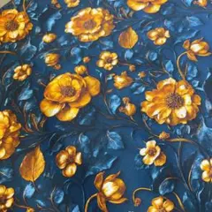 新柄　1㍍長　新春金薔薇柄の綿シーチングプリント生地ハギレ布