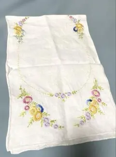 フランス アンティーク ヴィンテージ クロス 手刺繍 お花がいっぱい