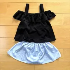 【新品未使用】　110cm　水着　オフショル　セパレート　2点セット　イオン　猫