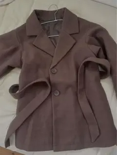 リボンベルト付きボリュームスリーブショートコート モカ