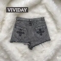 VIVIDAY SMFK風 Y2k デニムショートパンツ 十字架 韓国 グランジ