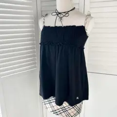 BURBERRY LONDON ギャザーフレアキャミソール ブラック