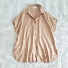 自由区　フレンチスリーブシャツ　40(L)　洗える　リヨセル　ゆったり　ワイドのサムネイル