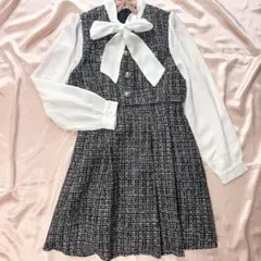 アンクルージュ | ボウタイ ツイード ミニ丈ワンピース