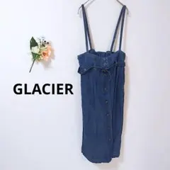 01 グラシア サロペット ロング スカート デニム プロントボタン ベルト