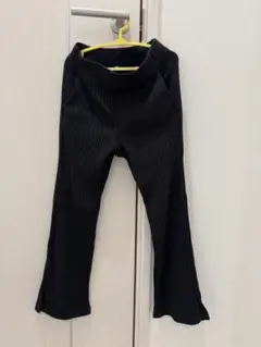 リブ編み黒ボトムス スリット入り　130cm