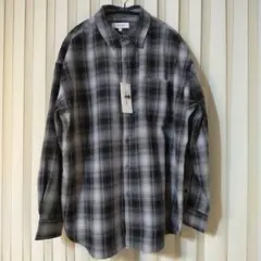 MONO-MARTブラック オンブレチェック柄 長袖シャツ L オーバーサイズ
