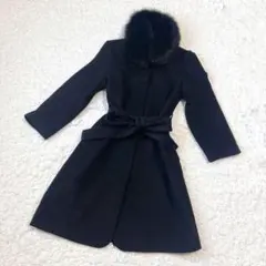 ☆JUSGLITTY フォックスファー Aライン ロングアンゴラウールコート 2