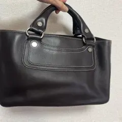 正規品 上品 白ステッチ セリーヌ CELINE ブギーバッグ 黒 レザー