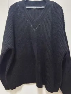 AZUL｜Vネック リブニットセーター メンズ フリーサイズ｜ブラック｜美品