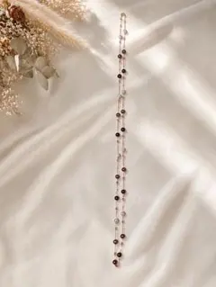 ロングネックレス パール調 ボルドー レディース アクセサリー