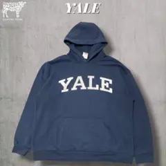 00s-YALE イエール大学 カレッジプリントパーカー 表記L ネイビー