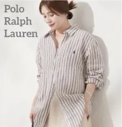 未使用級✨ポロラルフローレン リネン シャツ L〜XL ブラウン オーバーサイズ