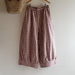 新品　SM2☆レッド／裾切替ギャザーパンツ／Ｌ
