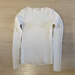 MOUSSY リブ編み長袖トップス ホワイト