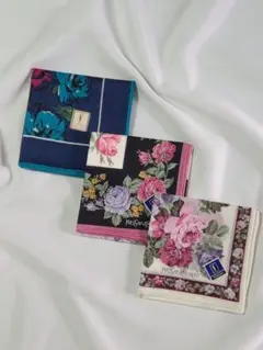Yves Saint Laurent 花柄ハンカチ 3点セット