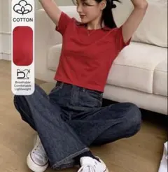 SHEIN DAZY Tシャツ ミニTシャツ ミニ丈 無地 赤 バーガンディ