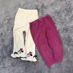 【美品】ディズニー プティマイン 子供服 ミニー ボトムス 100 白 パープル
