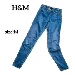H&M デニムスキニーパンツ ジーパン ジーンズ M ウエストゴム シンプル定番
