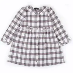 【年末年始値下げ、美品】BeBe チェック柄ワンピース 130