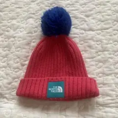 THE NORTH FACE ピンクニット帽 ポンポン付き
