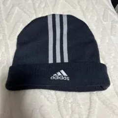 adidasフリース＆ニット帽 メンズフリーサイズ ネイビー インナーはフリース