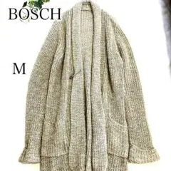 ボッシュ BOSCH モヘヤ混カーディガン ベージュ 金糸 ロング ニット Mのサムネイル