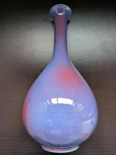 【橘吉】青紫色のフラスコ型花瓶　花器　一輪挿し