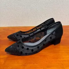 ダイアナ ドット柄 メッシュ　太ヒール グリッター 23.5cm