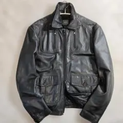 【極美品】アルマーニ エクスチェンジ ライダースジャケット レザー 黒M〜Lのサムネイル