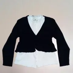 組曲　濃紺カーディガン　ボレロ　ブラウスセット