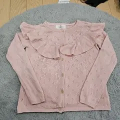 H&Mフリル付きピンクニットカーディガン【120cm】