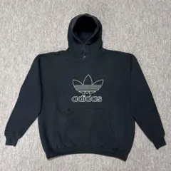 adidas パーカ 黒 スナップボタン トレフォイル USA製 90s