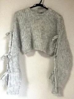 w closet クロップドニットセーター グレー