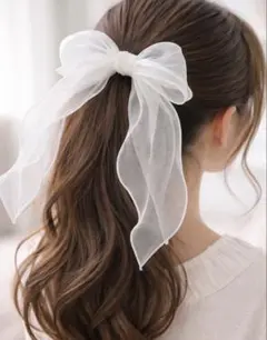 ヘアゴム/リボン/ヘアアクセ/ホワイト