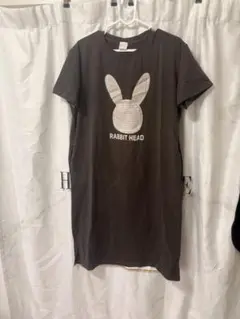 RABBIT HEAD プリント 半袖 カットソー ワンピース