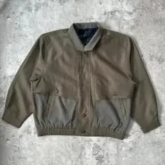 日本製 切替デザインブルゾン L 裏地タータンチェック スイングトップ ベージュ