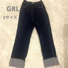 GRL ロールアップデニムパンツ　ネイビー　Sサイズ