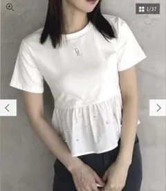 dazzlin バックリボンビジューペプラムTシャツ ホワイトのサムネイル